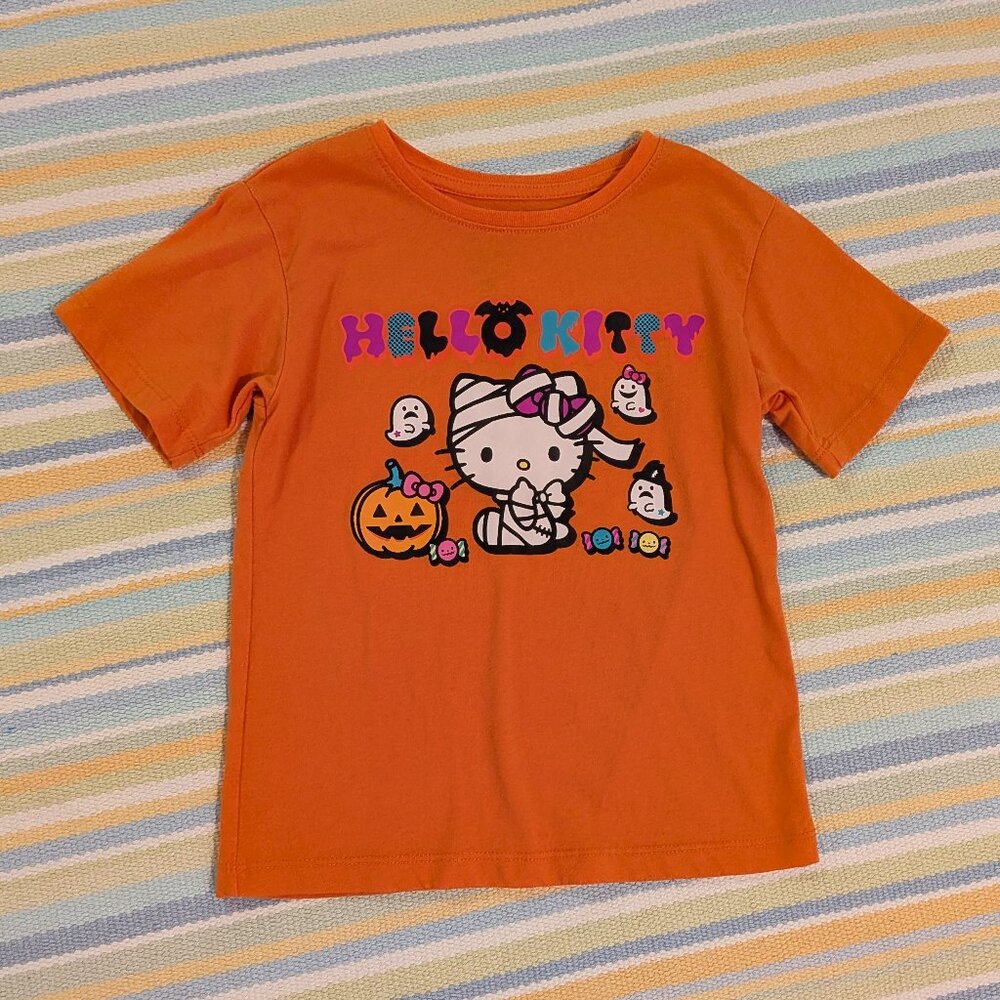 Hello Kitty orange Halloween shirt XS 4/5